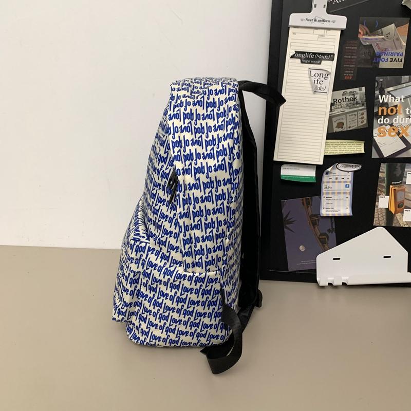 Print Backpack Large Capacity Student Schoolbag Men Letter Backpack