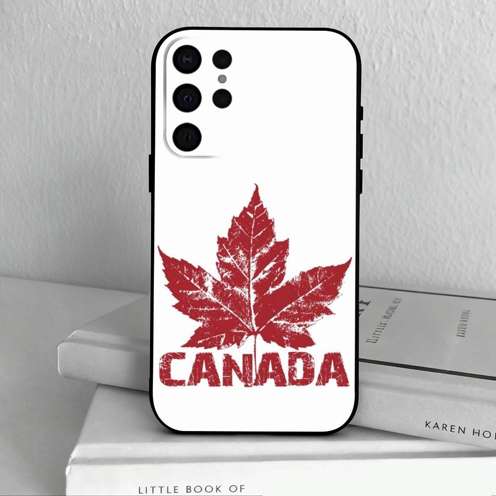 C-Canadian Flag Wallpaper  Phone Case For Samsung S25,S24,S21,S22,S23,S30,Ultra,S20,Plus,Others Soft Black Case