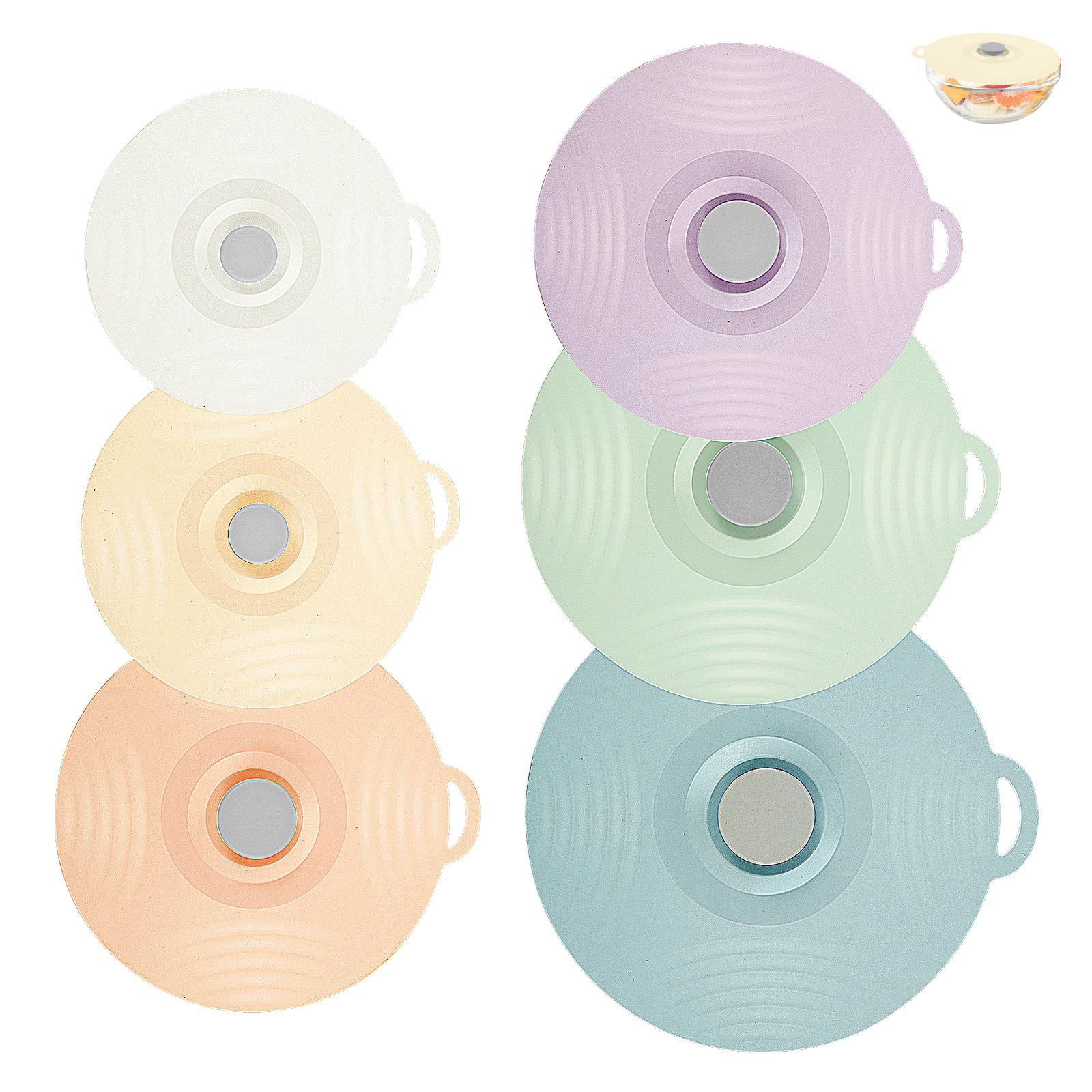 

6Pcs Silicone Microwave Bowl Cover Heat-resistant Food Freshener Pan Lid Refrigerator Storage Fresh Keeping Cover Kitchen Tool