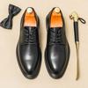 Herrskor i Läder Hög Kvalitet Bröllopsbankett Formell Affärssko i Läder Halkfri Andningsbar Derby-sko Herrskor Casual
