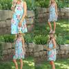 Sexy Summer Dress Loose Womans Fashion Casual Floral Print Sleeveless Dress In Bright Blue