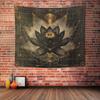 Black Lotus Blossom Indoor Wall Tapestry Dark Occult Design Sacred Geometry Aesthetic Enchanting Bedroom Living and Dorm Roo