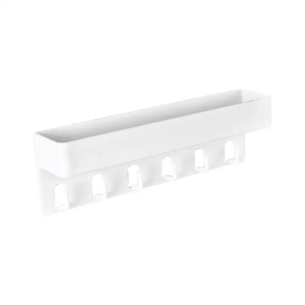 

Non perforated wall mounted key storage rack with 6 hooks,suitable for storage in entrances,bedrooms,bathrooms,offices белый