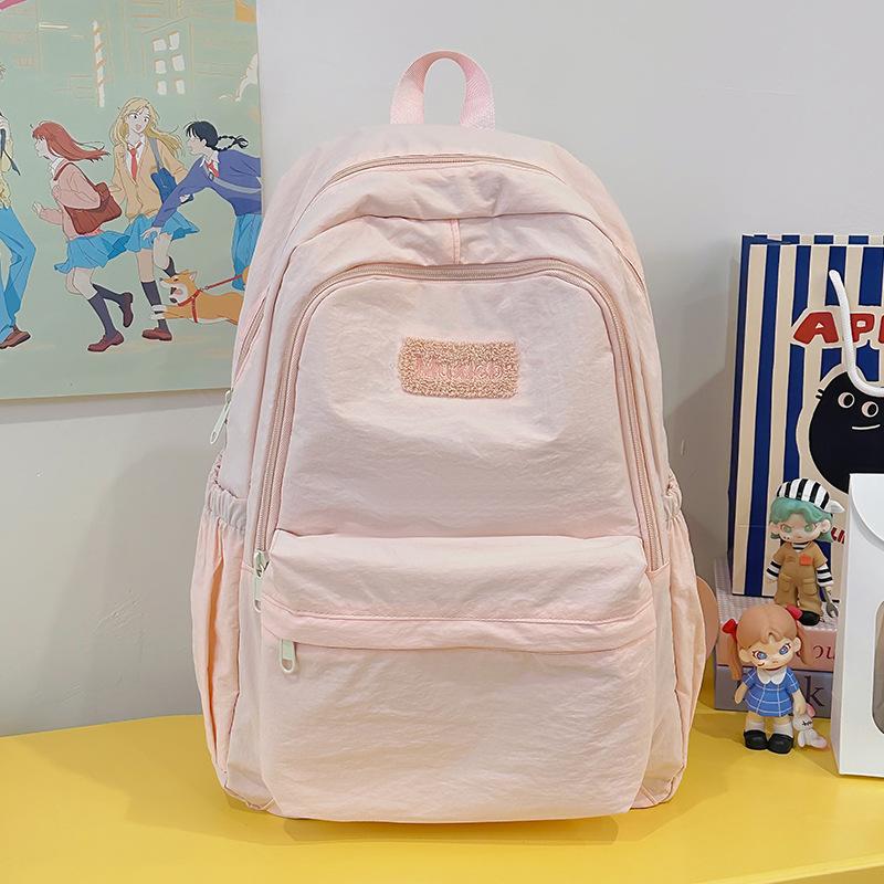 для учениц средней школы, простой и универсальный дорожный рюкзак, универсальный и вместительный однотонный рюкзак для студентов колледжа. розовый