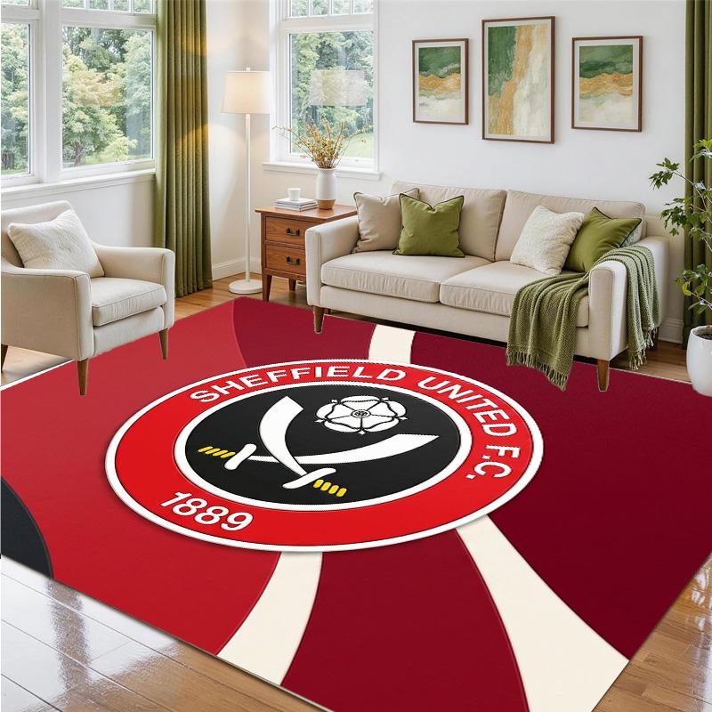 Sheffield United Football Design Crystal Velvet Rug Soft Decorative Mat for Bedroom Entrance