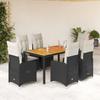 VidaXL Garden Bistro Set 7 Pcs Cushions Black Poly Rattan 3276980