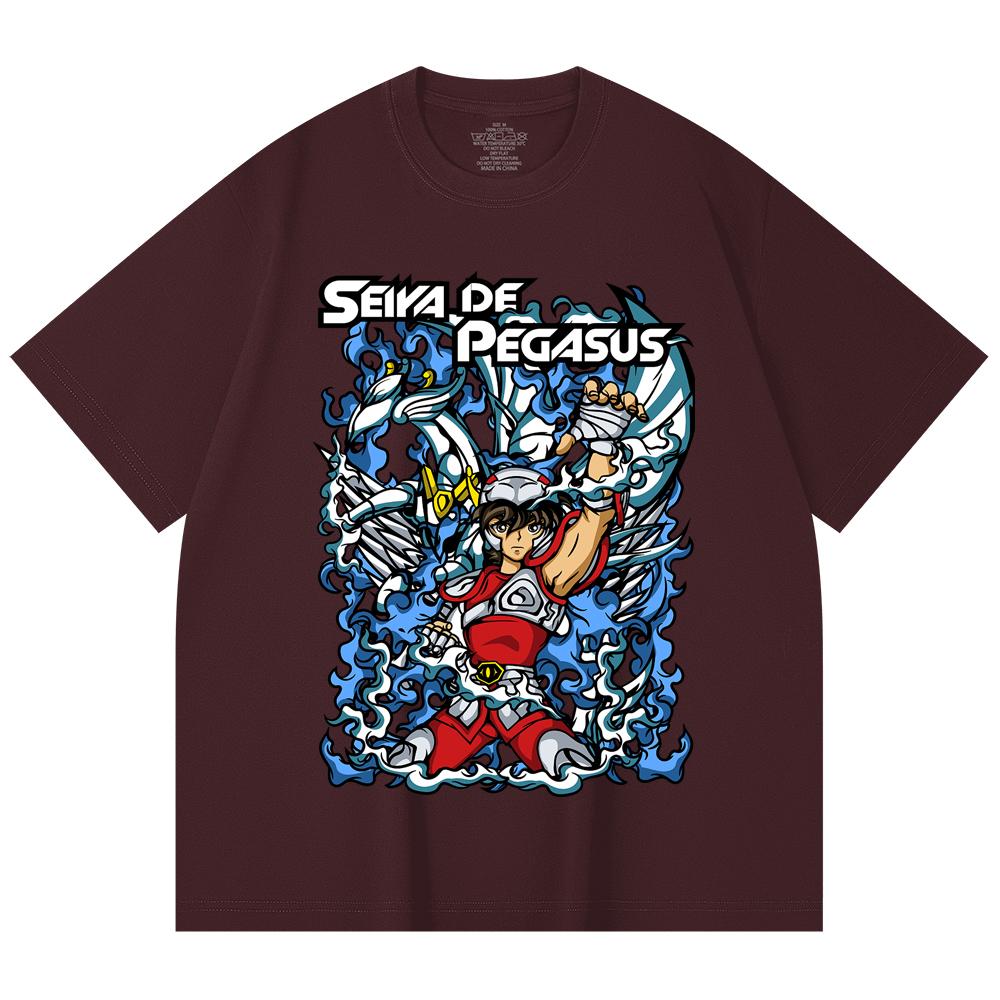 

230 Gsm 100% Cotton Saint Seiya V15 Pegasus Print Unisex Heavy Cotton T Shirt 2XL