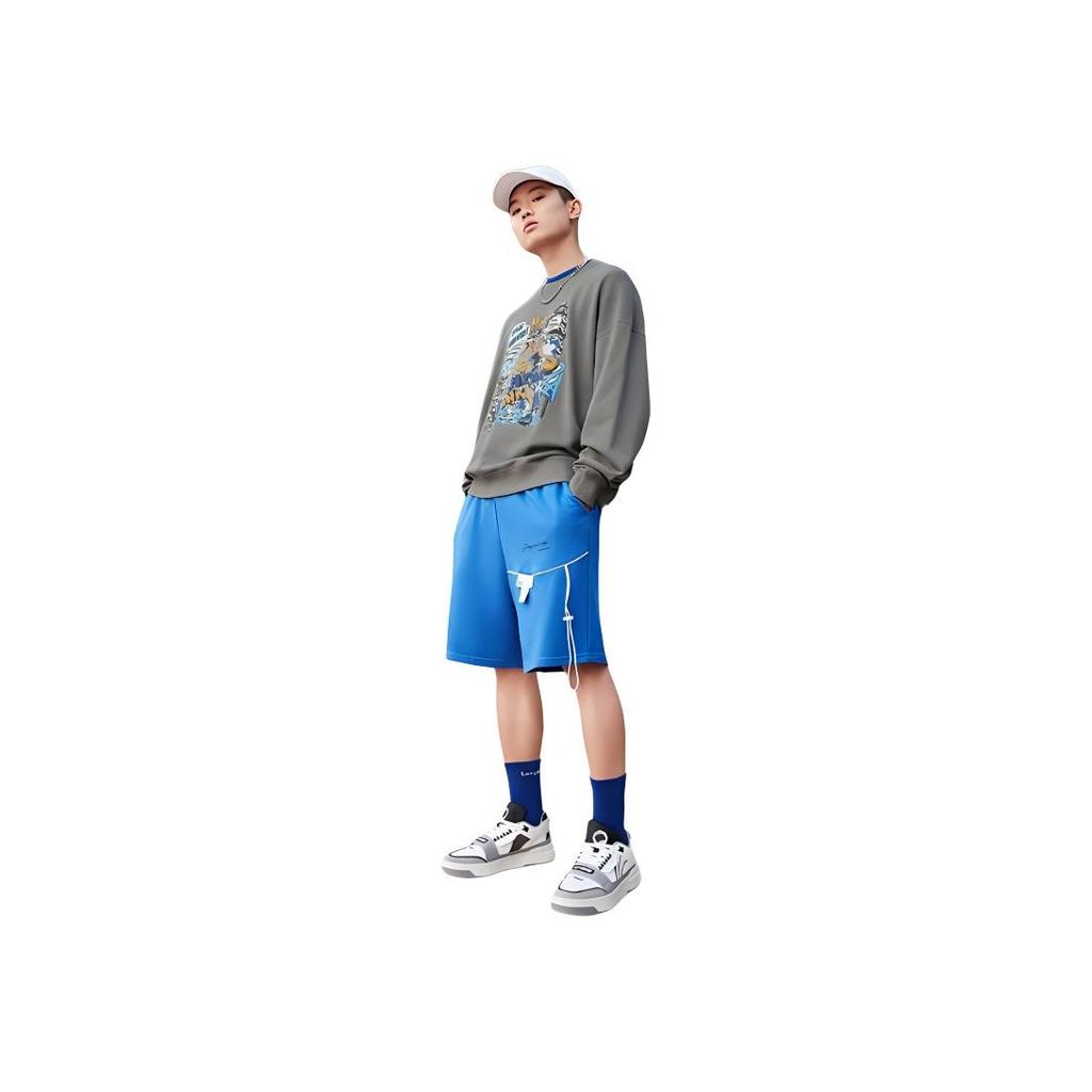 Li-Ning Pattern Printed Pullover Long Sleeve Sweatshirt Unisex Sweatshirt Gray AWDS555-4