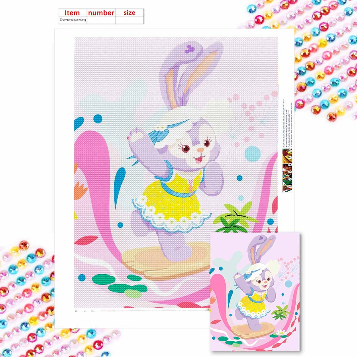 

Алмазная живопись своими руками Милый маленький кролик Набор для вышивания крестом Мозаичное искусство Алмазная живопись Полный круг Алмаз Украшение для дома Round 20x30cm