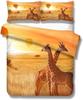 Giraffe Couples Lovers Dating Duvet Cover Sets - Giraffes Balloon At Sunset Bedding Set with Zipper Closure for Kids and Adults
