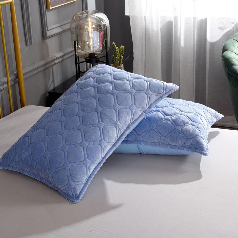 Winter Crystal Velvet Pillowcase Flannel Thicken Warm Coral Velvet Pillow Case Solid Color Bedding Pillow Cover 48cmx74cm