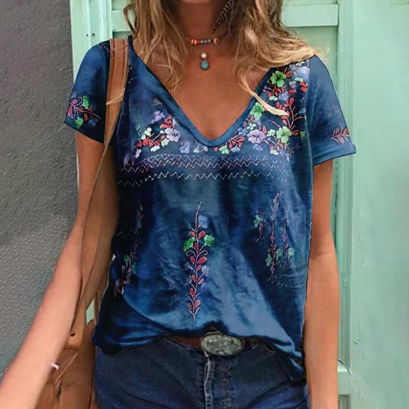 2023 Women T-Shirts Butterfly Y2k Female Tops Clothing Summer 3D Short Sleeve Print Tees Harajuku Kawaii Oversized Loose V Neck T Shirts