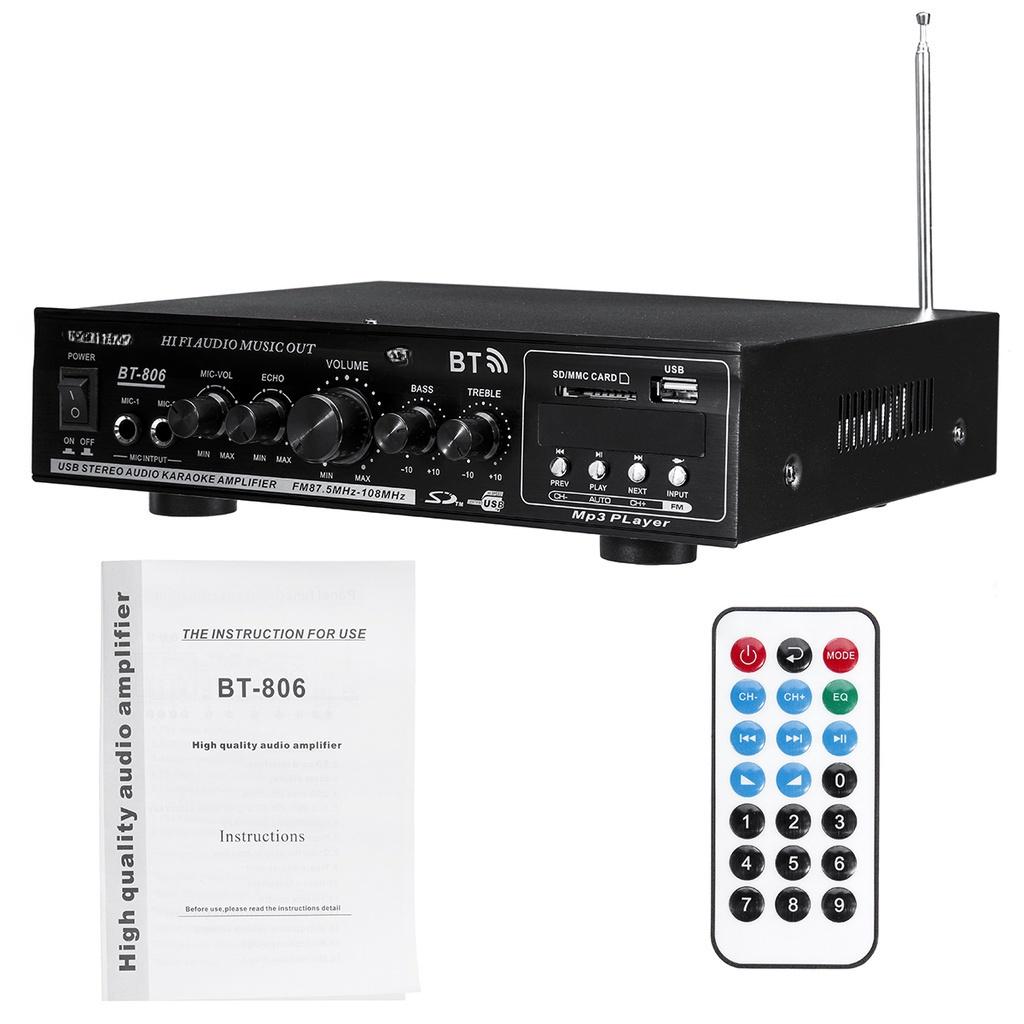 2 Channel Digital Amplifier USB/SD AUX Input 500W HIFI bluetooth Power Amplifier Audio Karaoke Car Home Theater 220V
