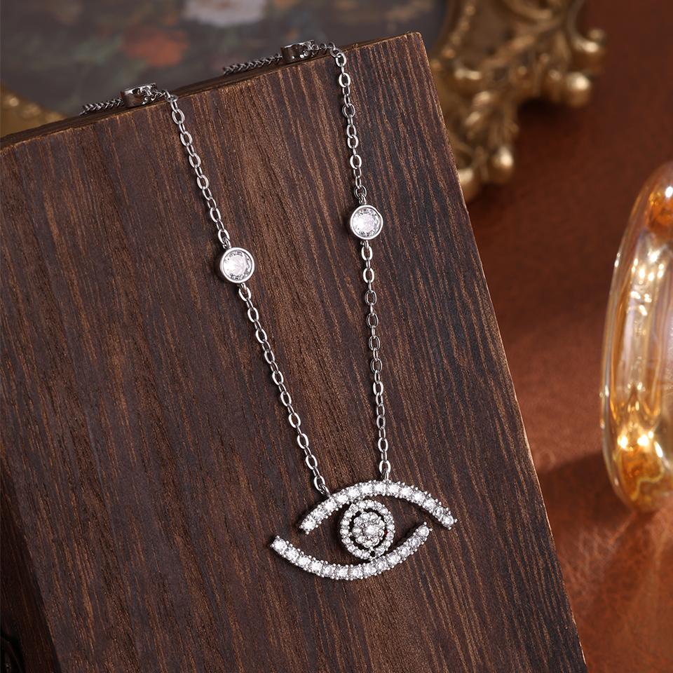 ZAKOL Fashion Aesthetic Evil Eye Zircon Inlaid Pendant Necklaces Buling CZ Clavicle Chain Engagement Wedding Zircon Collar