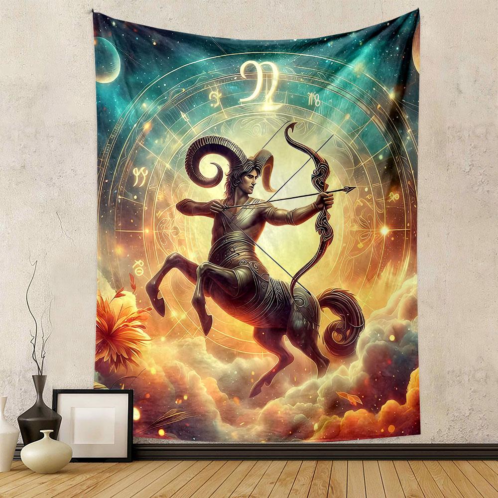 "Zodiac Sagittarius Centaur Archery Art" Patterned tapestry home decor, suitable for bedroom and living room, gift
