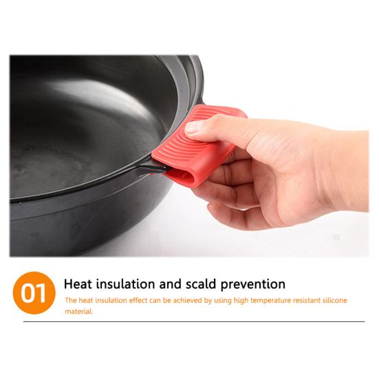 Pair Silicone Pot Handle Covers Heat Resistant Kitchen Pot Clip
