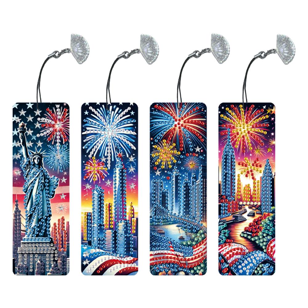 4 Stück Tier-Themen DIY Diamantmalerei Lesezeichen Unregelmäßig geformte Diamanten Diamant-Lesezeichen Kunstprojekte für Lesebegeisterte