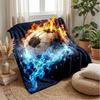 Flaming Soccer Ball 1 Theme Blanket Lightweight Warm Flannel Blanket Decorative Throw Blanket for Home Decoration