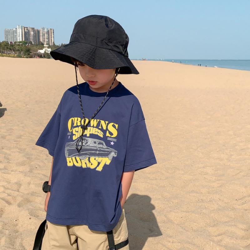 Летняя мода для мальчиков и девочек с коротким рукавом 170 бежевый — фото 6