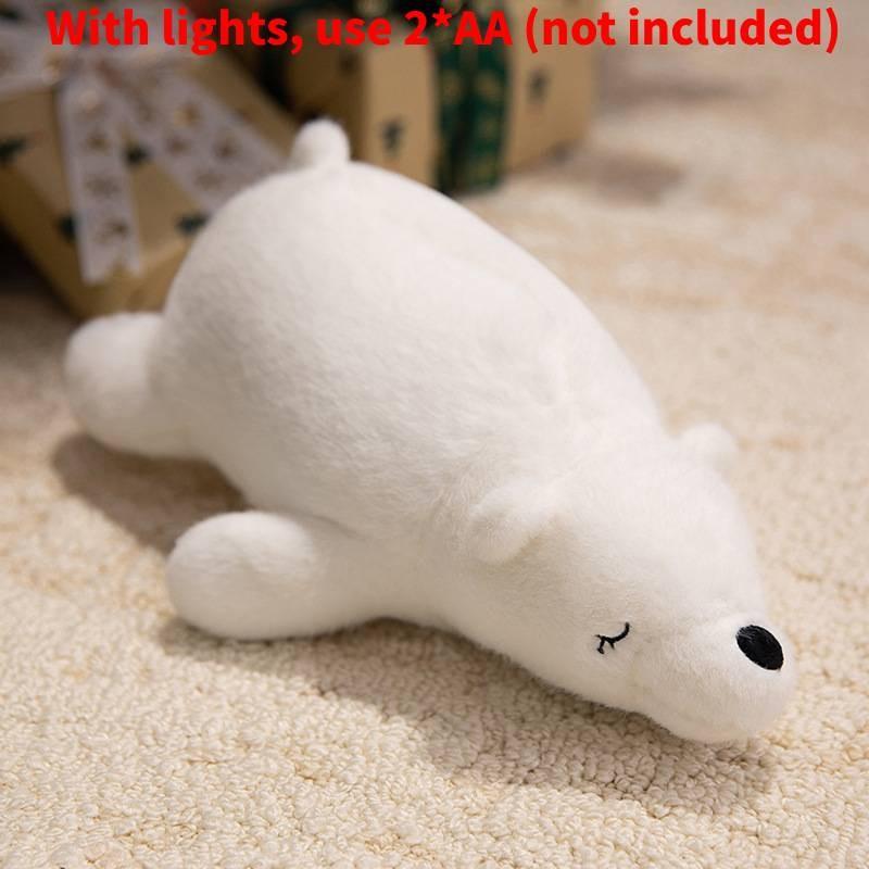 

Светящийся Светодиодный Плюшевый Мишка Белый Медведь, Мультяшная Мягкая Кукла, Подарок для Детей Lying