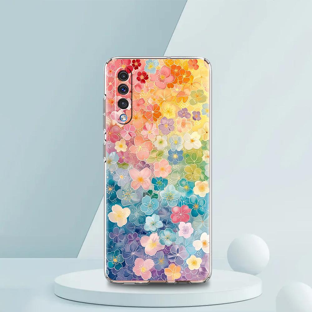 Transparent Phone Case for Samsung Galaxy A16 A14 A12 A22 A24 A42 A02 A06 A20 A30 A40 Soft TPU Cover Small Flower Stars Pattern