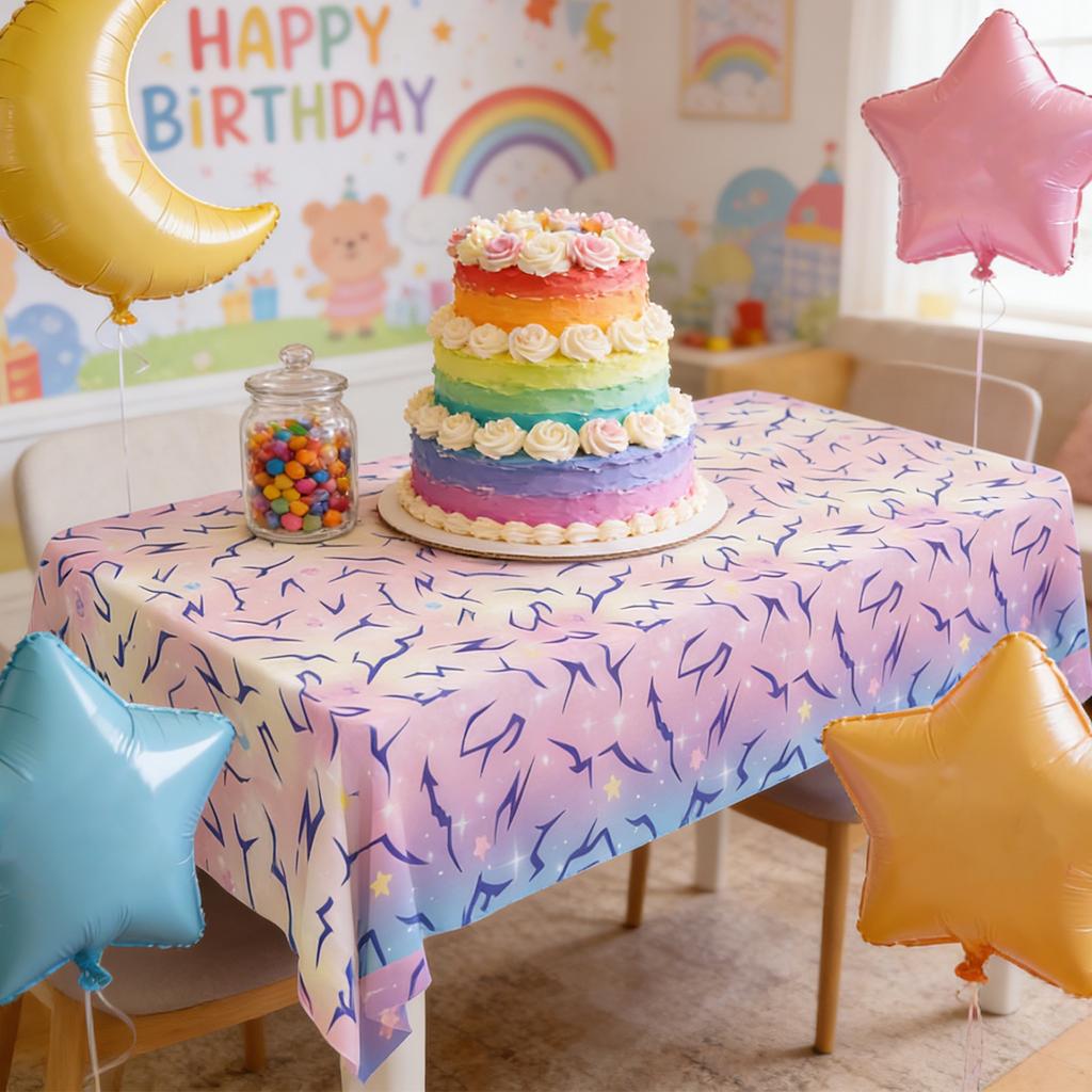 Purple Aluminum Film Tablecloth, Party Cartoon Children's Birthday Decoration Items, Set Up Party Dessert Table, Table Decoration Tablecloth.