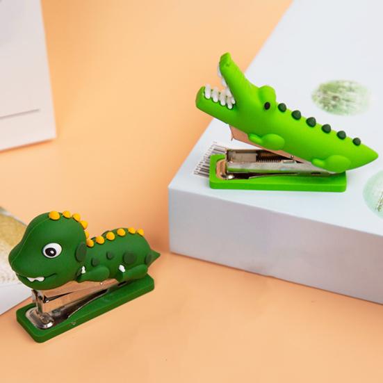 Mini Stapler for Desk Small Cute Stapler Crocodile Dinosaur Design Pocket Stapler Office Supply Accessory
