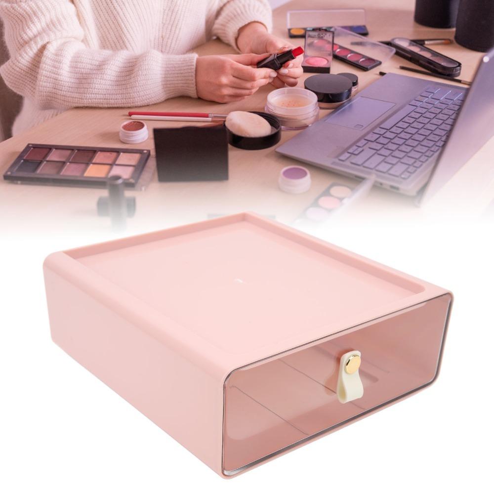 Transparent Material Storage Container Cream Color Stackable Storage Bins Desk Organizer  Home