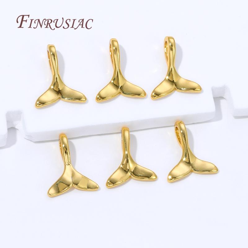 5/10 Stück 18K Gold Plated Fischschwanz Anhänger Für Schmuck, Messing Anhänger Für Halsketten Herstellung Zubehör
