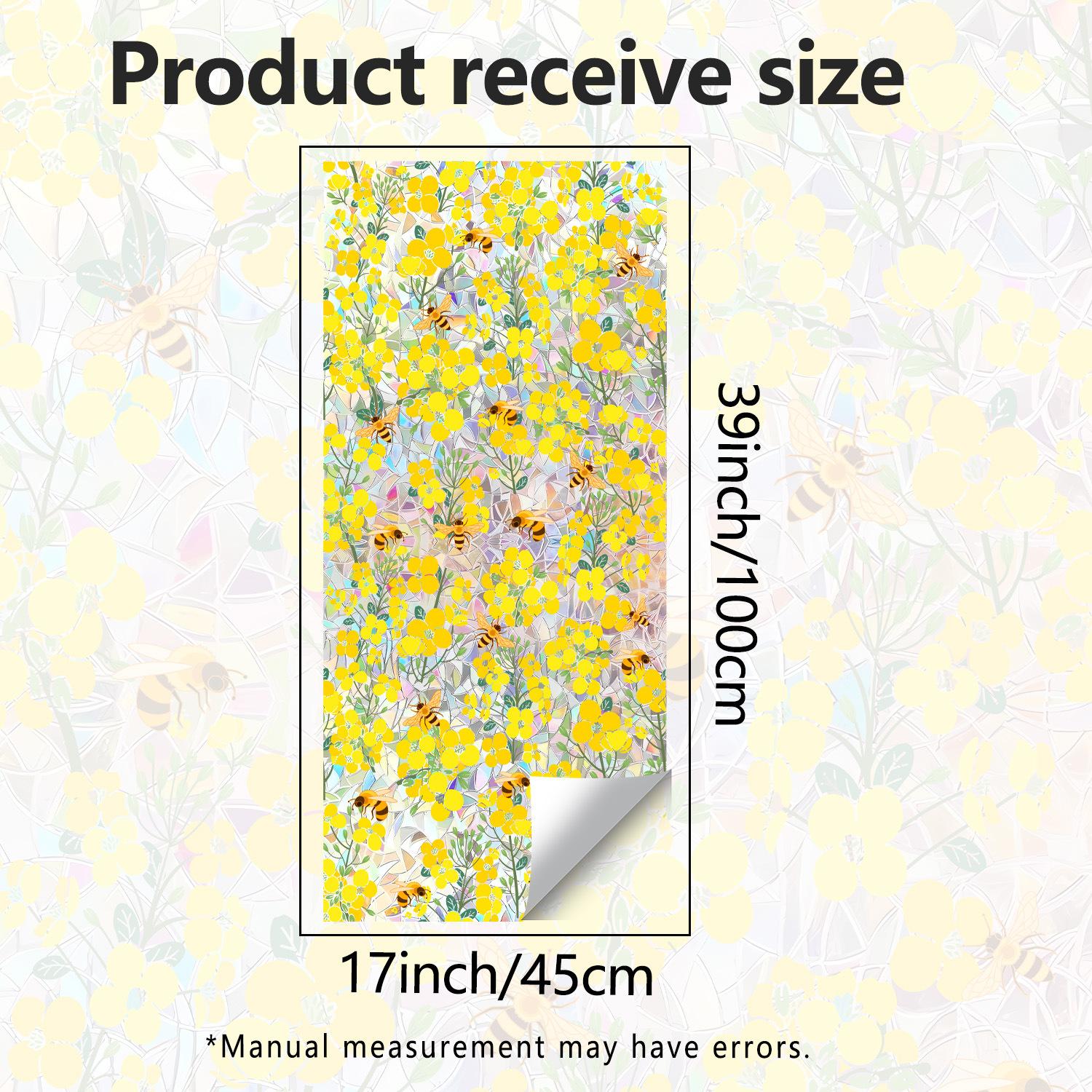 

Creative Color Glass Rapeseed Flower Bee Kitchen Bathroom Wall Living Room Balcony Decoration Stickers