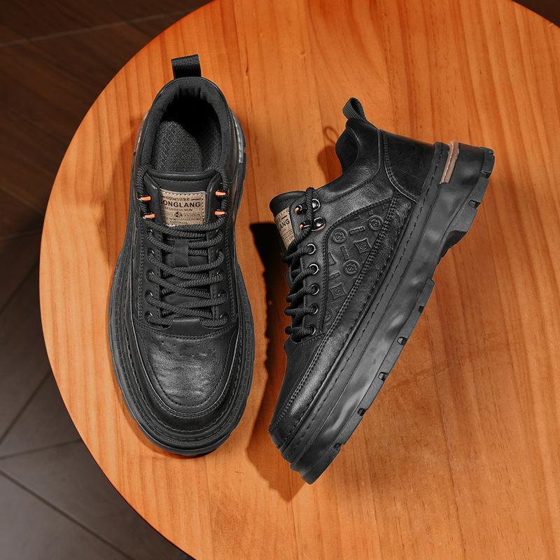 Winter Casual Leather Shoes British Trend Mid-Help Tooling Board Shoes Platform Men'S Martin Boots