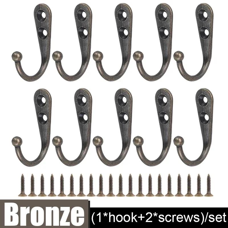 Heavy Duty Alloy Hooks with Screws Wall Mounted Hanging Hangers for Coat Towel Bags Cups Hook Home Storage Rack Holder Wholesale