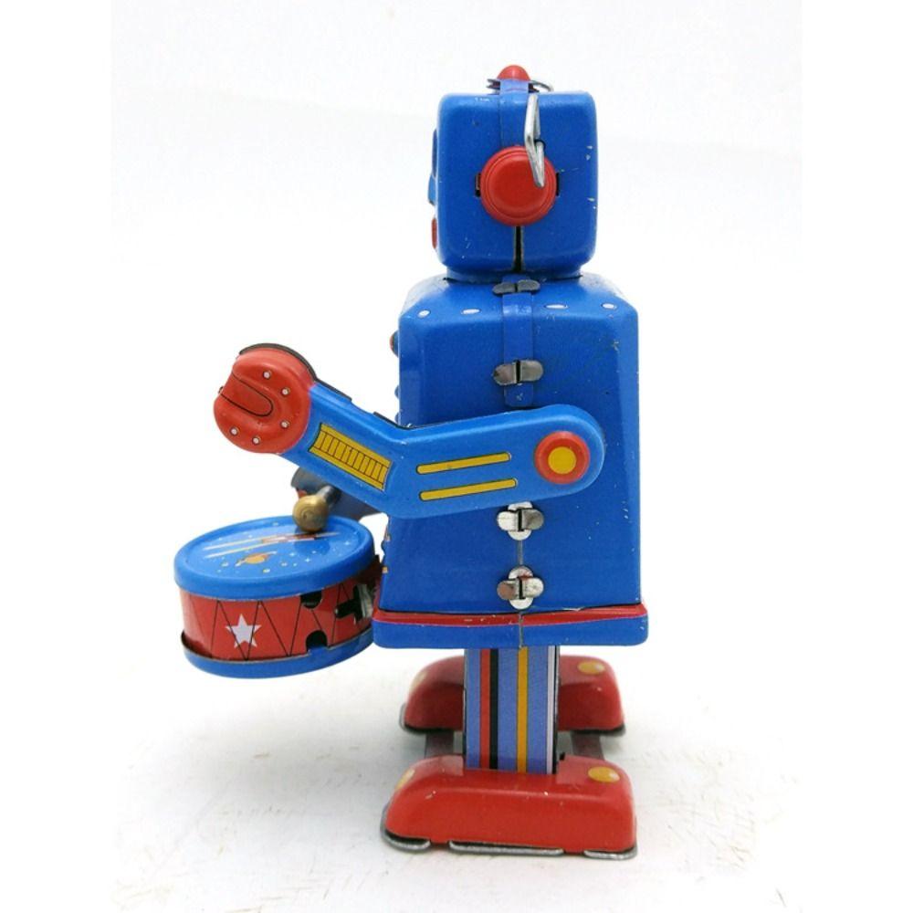 Drumming Robot Clockwork Walking Toy Retro Style Vintage Mechanical Clockwork  Christmas Gift