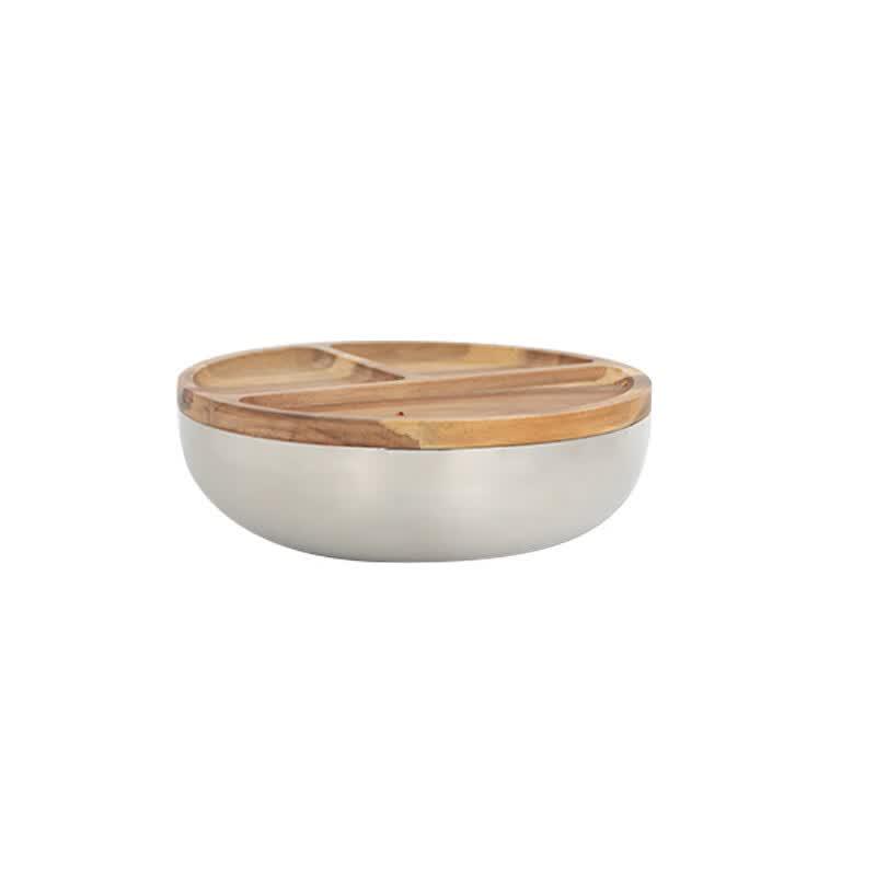 

ZISIZ Stainless Steel Salad & Mixing Bowl Set with Wooden Tray
