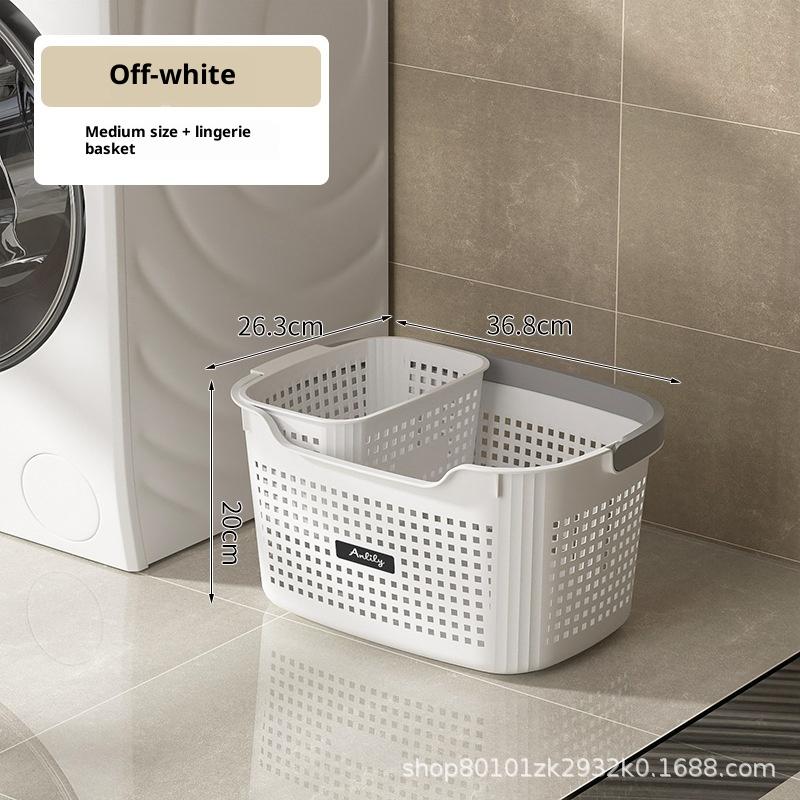 Large Plastic Laundry Basket Storage Bin,Hollow Out Dirty Clothes Basket,Dormitory And Bathroom Portable Storage Basket