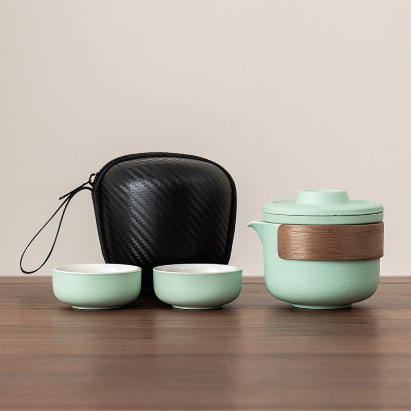 Ceramic Travel Tea Set: Portable Teapot with Two Cups - Perfect for Business Gifts & Holiday Souvenirs