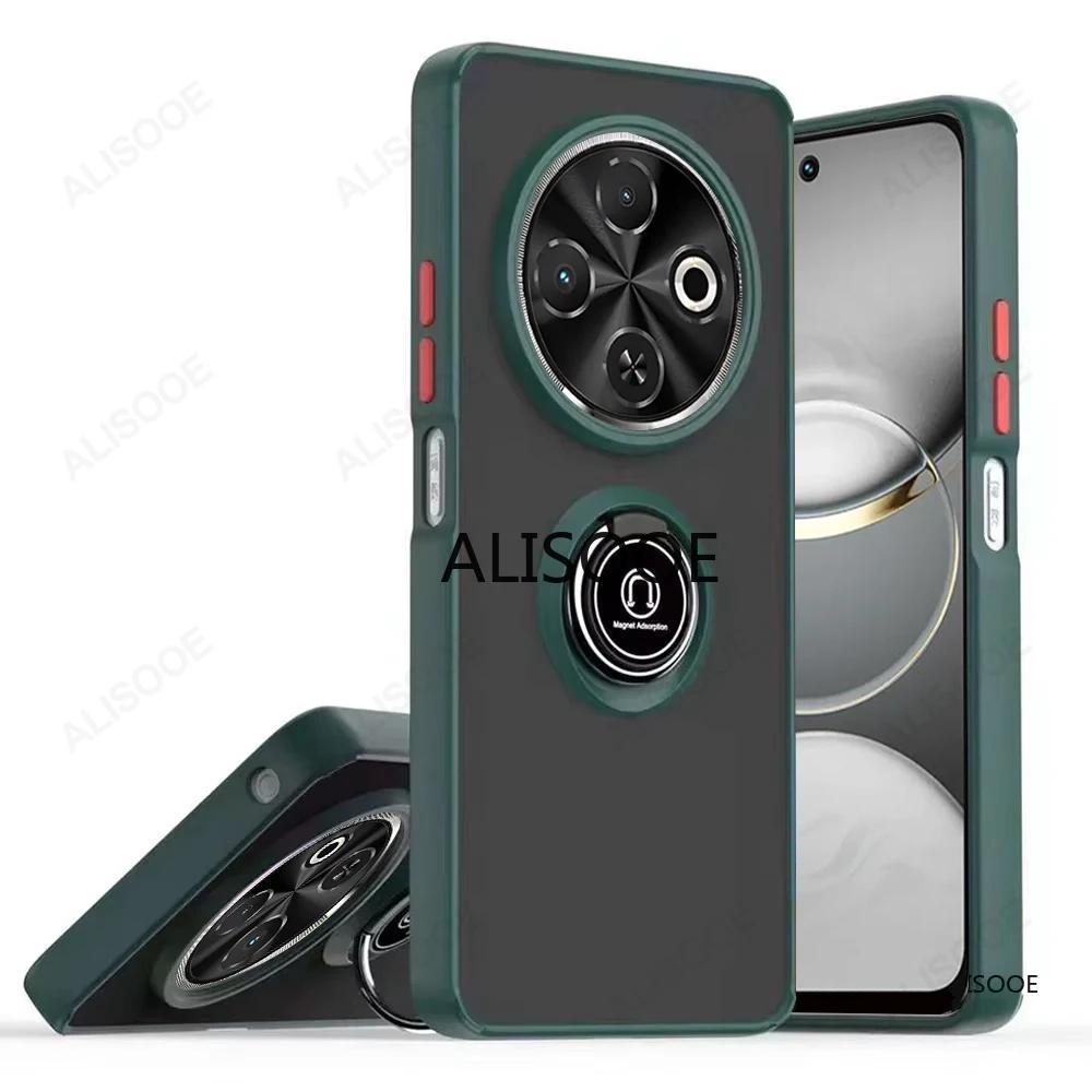 Shockproof Armor Funda for Tecno Spark 30C (4G) Case Translucent Ring Stand Holder Cover for Tecno Spark 30C (KL5, Kl5n) Cover