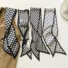 Black Xiaoxiangfeng Small Silk Scarf Women's Narrow Long Ribbon Headband Spring, Summer and Autumn Simulated Silk Striped Scarf