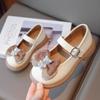Spring Autumn Girl Leather Shoes Mary Jane Cute Bear Bowtie Children Princess Shoes Thick Bottom Causal Kids Dress Shoes Fashion