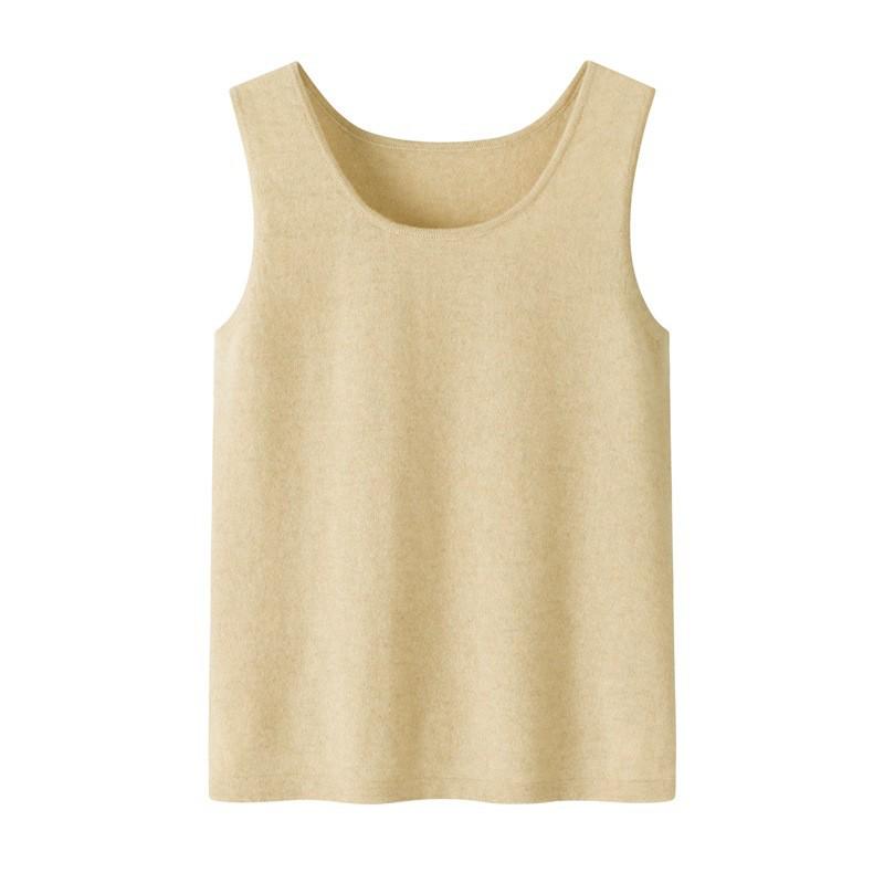 Simple Cashmere U-Neck Sleeveless Knit Camisole - Women's Autumn/Winter Warm Base Layer