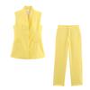 Cross-border Women's Clothing Wholesale Summer New Solid Color Single-breasted Sleeveless V-neck Vest Top High-waisted Suit Pants Suit