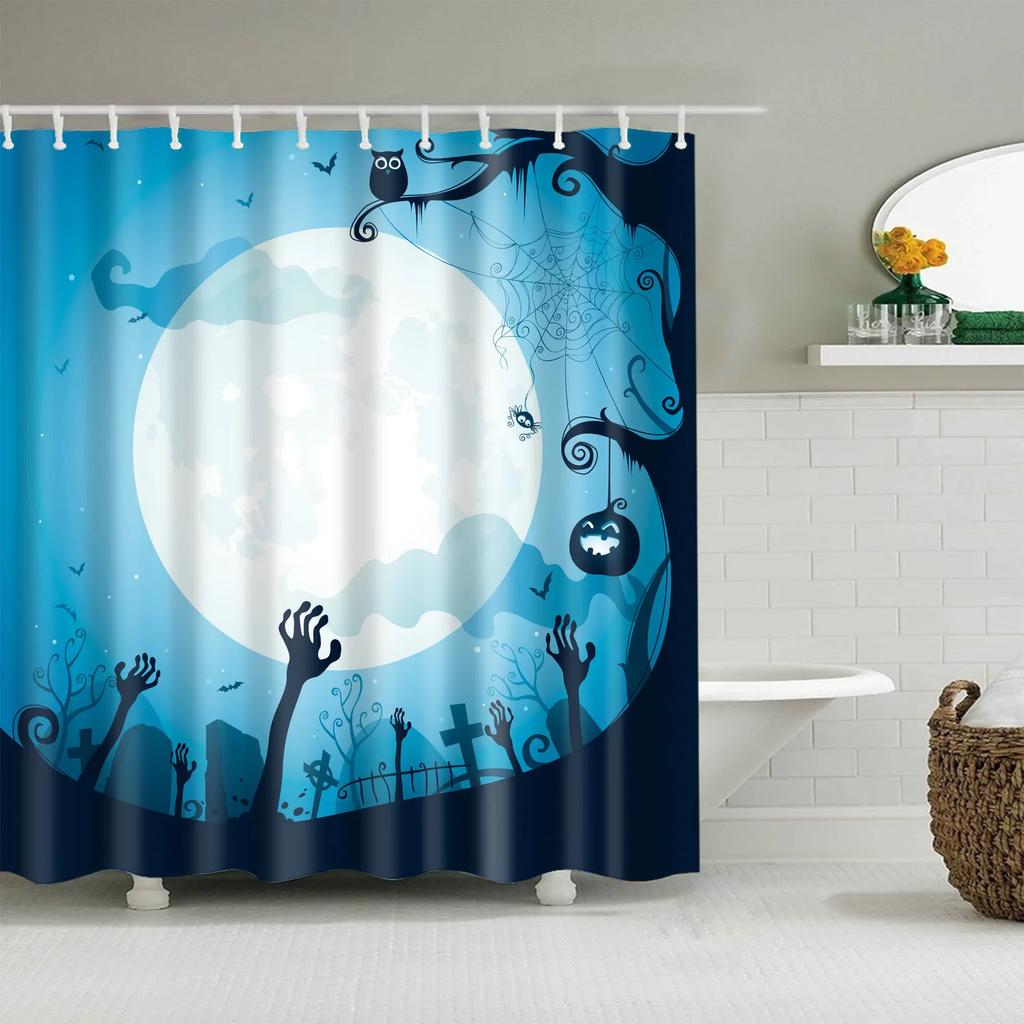Christmas Bath Curtains Home Decor Winter Snowflake Snowman Santa Claus Waterproof Shower Curtain Bathroom Curtains