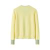 Women's Pure Cashmere Color Block Knit Cardigan - Button-Up, Round Neck, Versatile for Autumn and Winter.