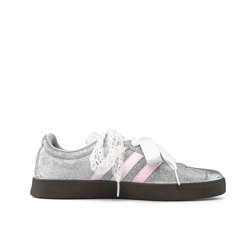 adidas VL COURT 2.0 Silver Pink Beauty, Special Shopping Bag Lightweight Low Top Skateboard Shoes Unisex Pink Silver JS3003(Team920-BOX)