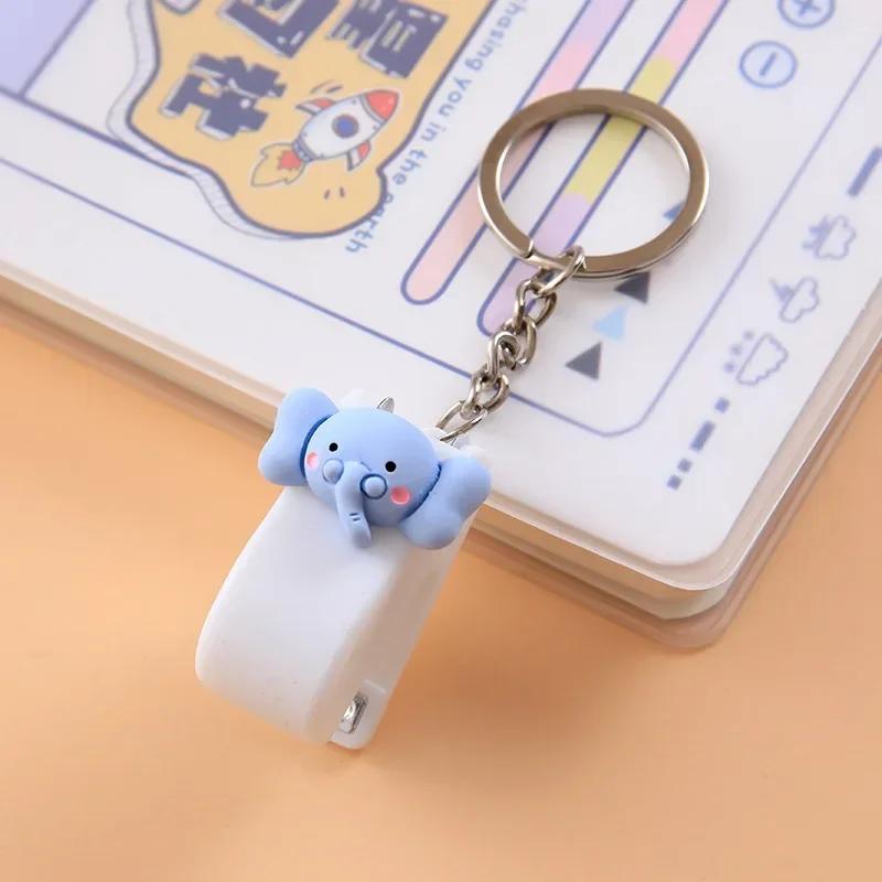 Cartoon Mini Stapler Keychain Kawaii Animal Trumpet Stapler Book Paper Binding Machines Student Stationery Cute Desk Accessories