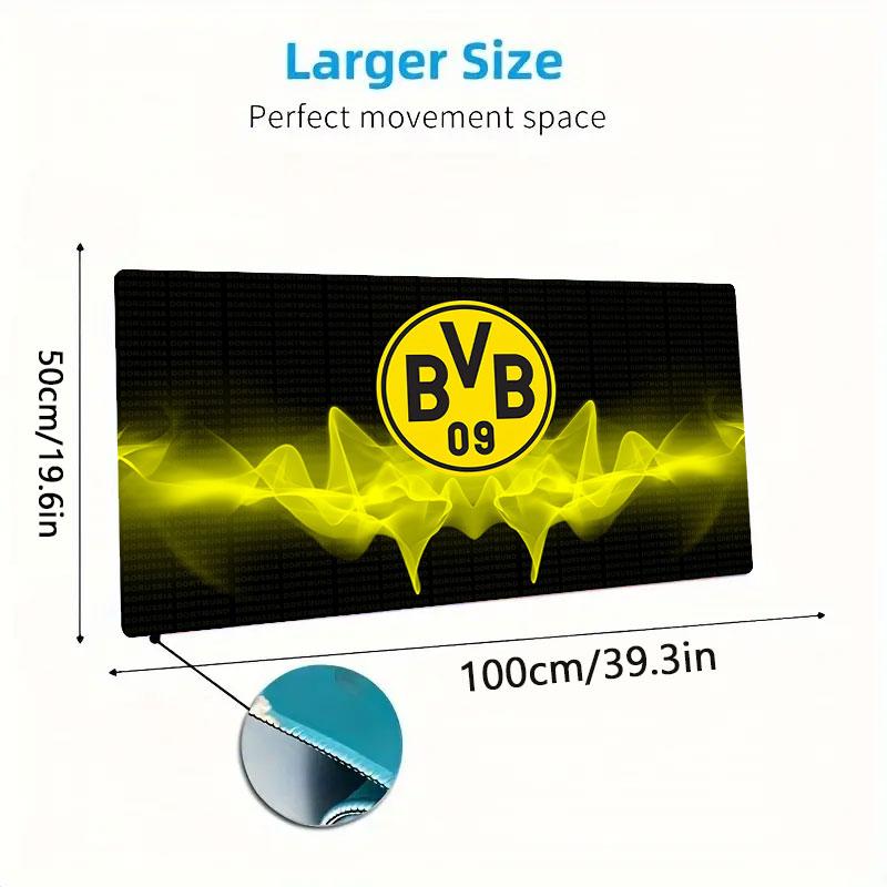Podkładka pod mysz Borussia Dortmund, Duża mata na biurko do gier, Antypoślizgowa podkładka pod mysz XXL na laptopa i tablet, Mata do gry na mini PC ze zszywanymi krawędziami