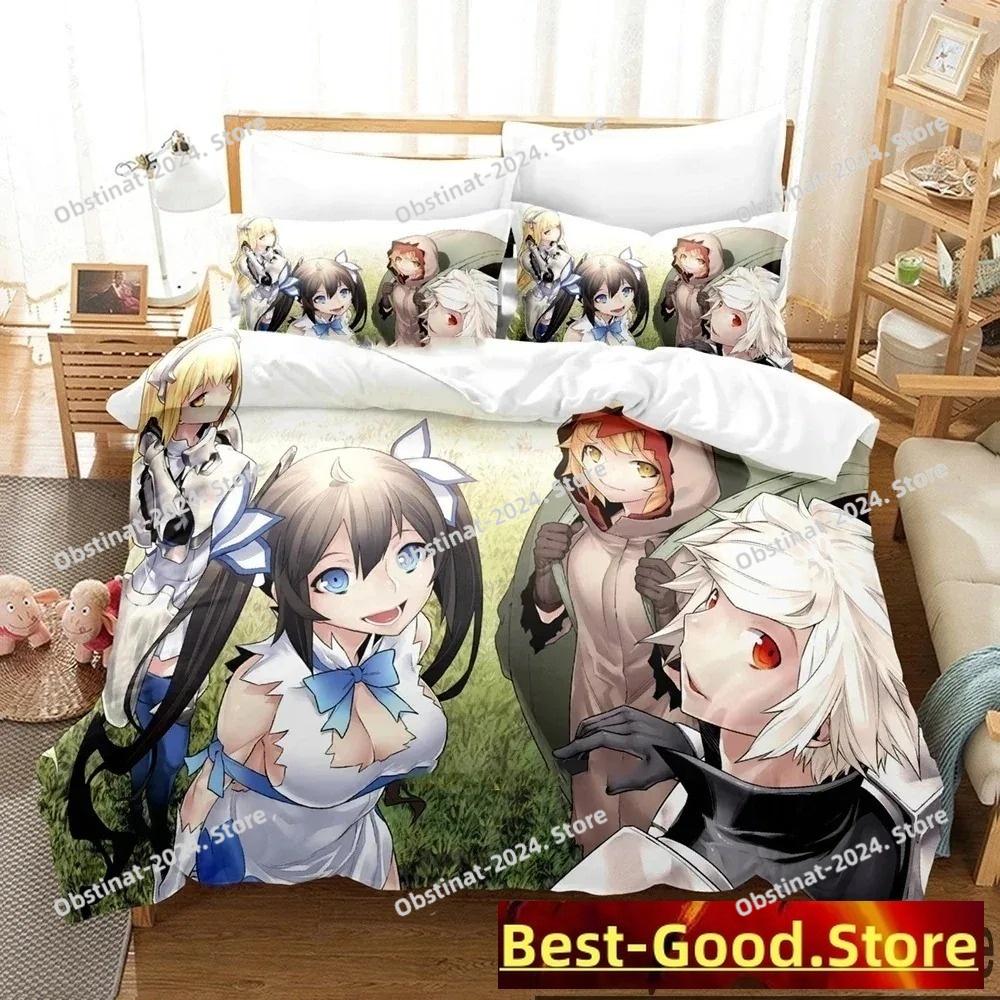 3D Print DanMachi Anime Hestia Bedding Set Duvet Cover Bed Set Quilt Cover Pillowcase Comforter king Queen Size Boys Adult