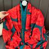 Printed Sunscreen Silk Scarf Girls Summer Vacation Shawl Fashion Versatile Imitation Silk Korean Version Multi-functional Yarn