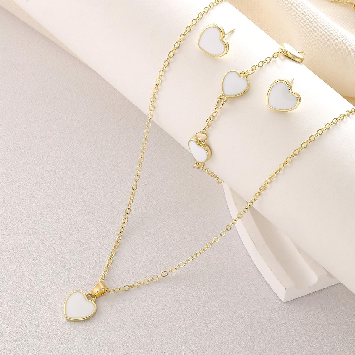 

Модный красный цвет сердечко серьги гвоздики ожерелье браслет комплект ювелирных изделий для женщин и девочек милый простой любовь гвоздики комплект ювелирных изделий 1set（earring&necklace&bracelet） белый