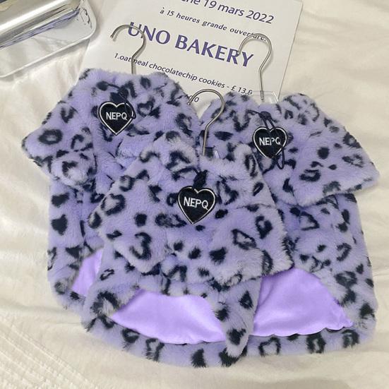 Leopard Print Winter Cat Clothes 2-legged Thickened Warm Soft Lining